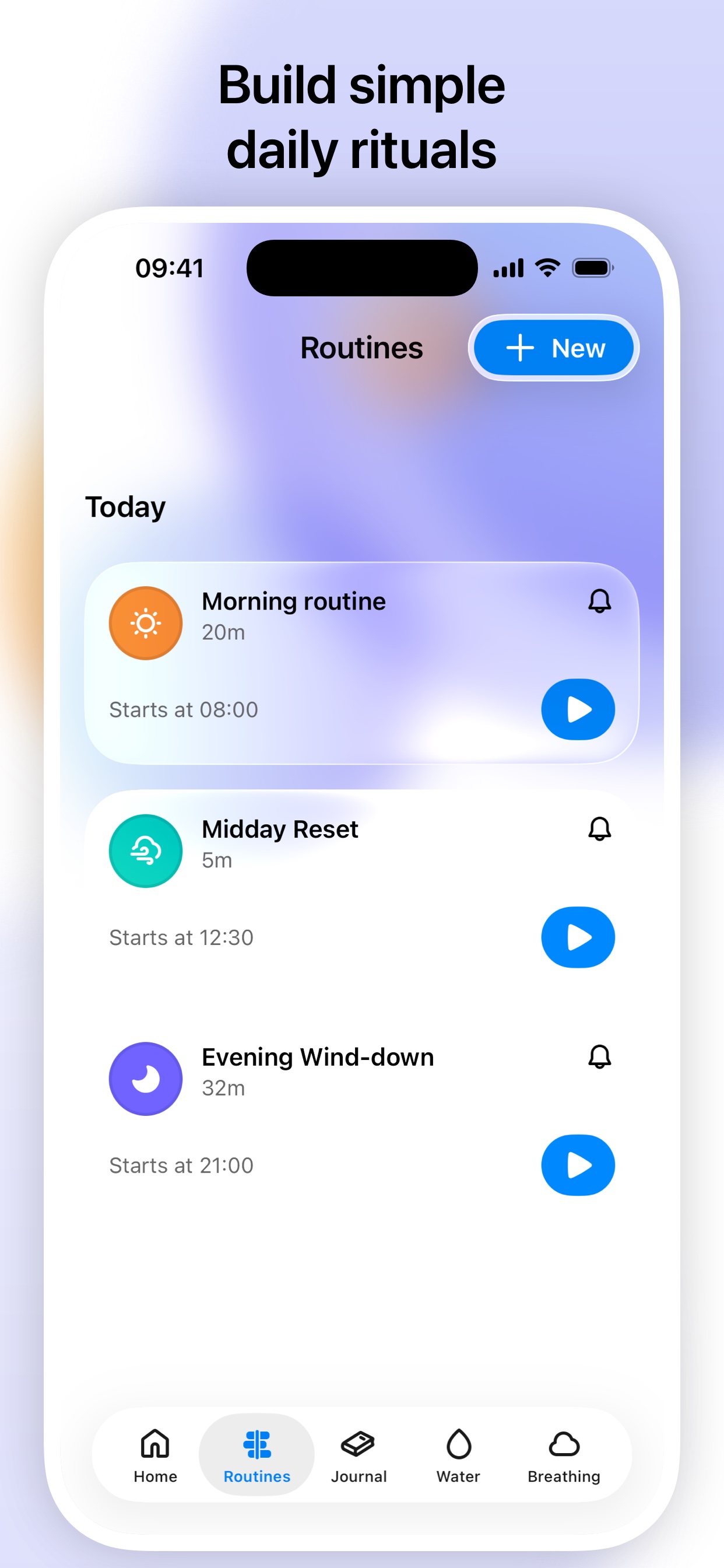 Routine list in Serenity with upcoming actions